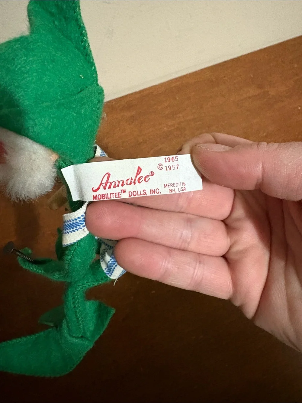 Annalee Mobilitee Elf Rag & Cloth Doll Bendable Limbs w/ Mallet & Nail 1965